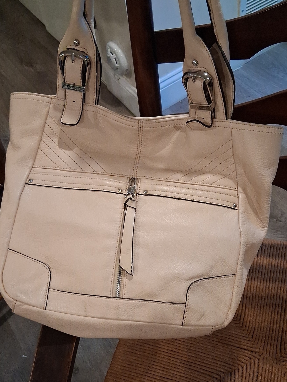 Leather Tote Bag with Front Zip Pocket B. MAKOWSKY